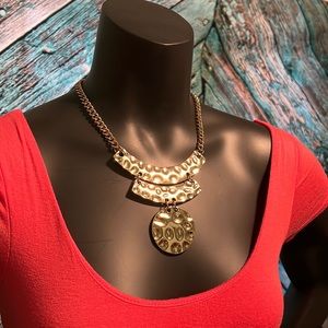 Forever 21 Hammered Style Gold tone Statement Necklace